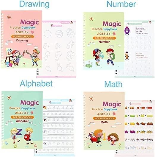 Handwriting Improvement Kit for Kids (3–8 Years)-(4 BOOKS,1 PEN,1 GRIP,10 REFILL)