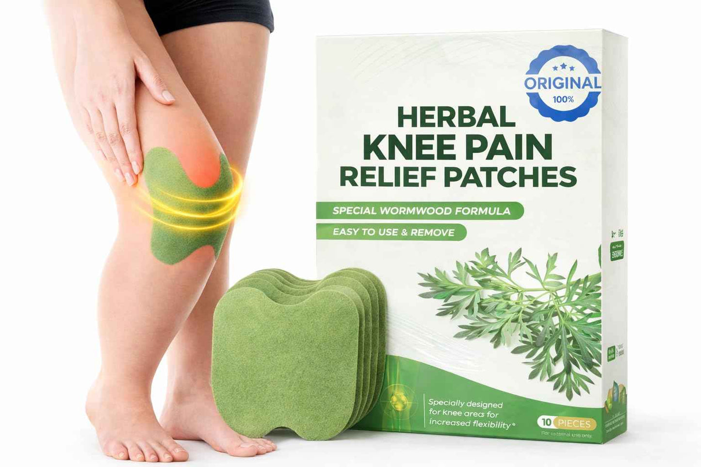 Herbal Knee Pain Relief Patches – 30 PCS (Pack of 3) Arthritis Inflammation Patch Sticker | Instant Relief from Pain | Joint Pain Relief Products Natural Wormwood Extract Patch for Knee