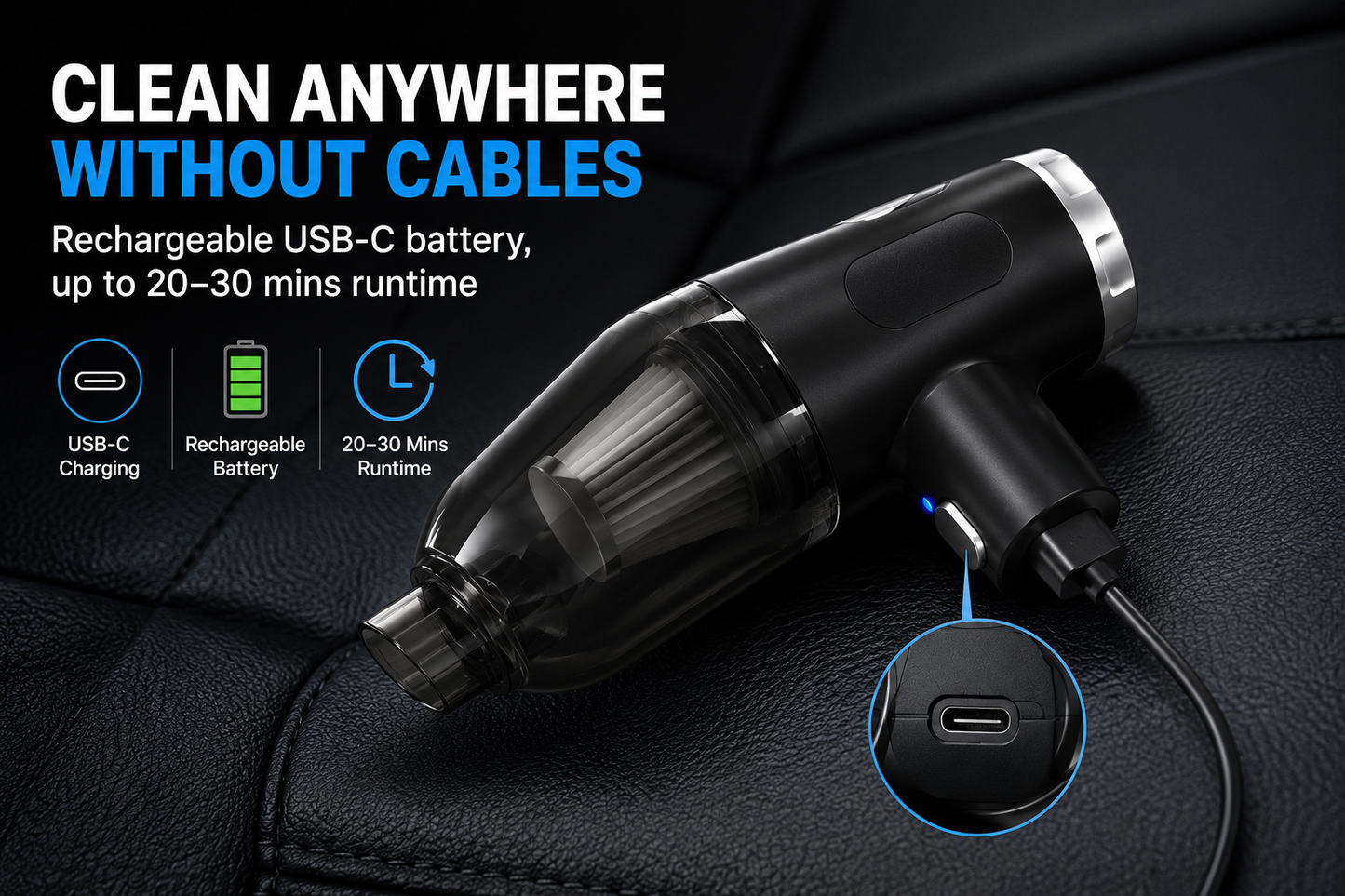 ShopNex™ AirPro 2-in-1 Cordless Air Duster & Vacuum