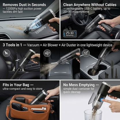 ShopNex™ AirPro 2-in-1 Cordless Air Duster & Vacuum