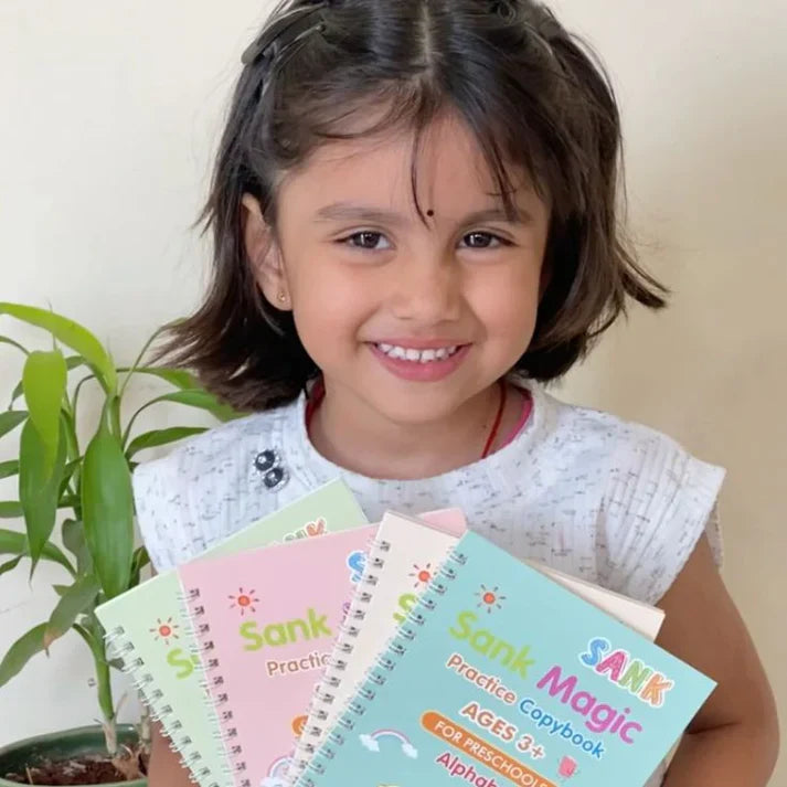 Handwriting Improvement Kit for Kids (3–8 Years)-(4 BOOKS,1 PEN,1 GRIP,10 REFILL)